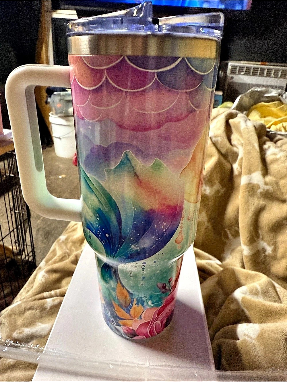 Colorful mermaid tail Handled Tumbler